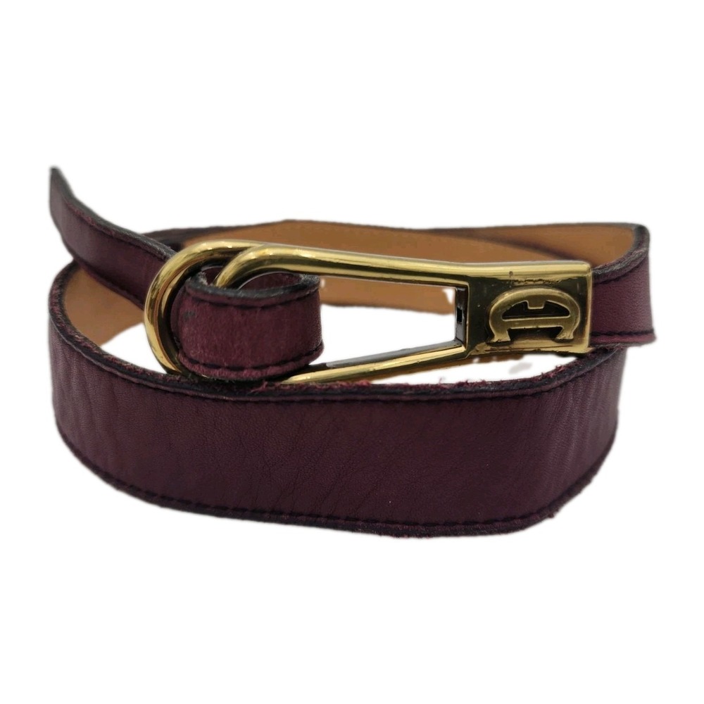 Vtg Etienne Aigner Oxblood Leather Slidelock Skinny Belt Sz 26